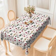1 khăn trải bàn in kỹ thuật số hình cây thông Noel, nơ, ngôi sao, vải polyester bền hình chữ nhật, thích hợp cho gia đình, nhà bếp, sân vườn, tiệc ngày lễ, đám cưới, nhà hàng và tiệc chiêu đãi, trang trí Giáng sinh - Nhiều màu - Xem 12