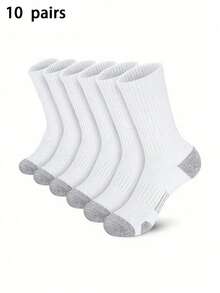 5/10 أزواج جوارب رياضية للرجال ذات الحجم الكبير بألوان شائعة (أسود، أبيض، رمادي) للكرة السلة والعمل، مناسبة للخريف - متعدد الألوان - مشاهدة 9