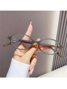 2025 Spring New Retro Oval Frame Nerd Glasses Frame, Solid Color Casual TPR (Thermoplastic Rubber) Non-Prescription Glasses - Multicolor - View 8