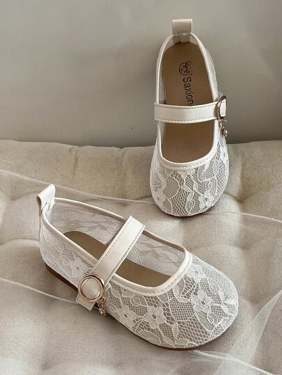 Girls' Shoes! Lace And Netted Princess Shoes, Cute Knitted And Embroidered Style, Fashionable Flat Shoes, Comfortable And Versatile
