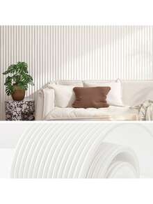 1片装家居装饰3D墙板防撞软墙贴榻榻米软墙贴床头墙垫窗台贴无味清凉隔热。只需撕掉背胶即可粘贴。粘性强，使用方便 - 純白防撞條 - 查看 12