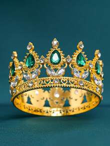 تاج فاخر مرصع بالراين ستون، تيجان من سبيكة عصرية، مناسبة للزفاف وعيد الميلاد وزينة الكيك، بطراز الأميرة - DG245 - مشاهدة 9