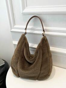 BAILEE 时尚优雅的新款秋冬柔软纯色毛绒大容量拉链女士单肩手提包，是职场女性的必备单品，适合大学、工作、商务、通勤、户外、旅行、野餐、办公室等各种场合，也适合工作、购物、参加晚宴、时尚活动以及赠送朋友。 - 彩色 - 查看 15