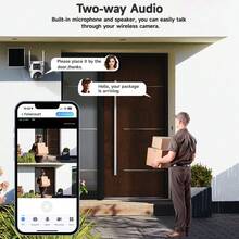XIAOVV 8MP Double Lens Double Screen Solar Powered PTZ Home Camera With 355° Coverage 2.4G WiFi Person Recognition Two-Way Audio Motion Sensor Color Night Vision App Control Cloud And SD Card Storage Options Surveillance Camera With Solar Panel For Outdoor Use - Đen và trắng - Xem 7