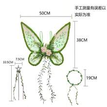 女士绿色仙女翅膀 - 大自然母亲服装森林精灵翅膀，配有彩色花朵、叶子和藤蔓，成人可用蝴蝶翅膀搭配文艺复兴时期文艺复兴节仙女服装，搭配魔杖和花环拍摄 - 彩色 - 查看 8