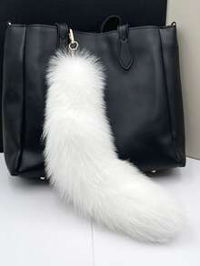 可爱的 1 件狐狸尾巴设计汽车钥匙扣适合日常使用汽车配件包饰背包学校哥特 Y2k 万圣节配件教师节圣诞节礼物创意包饰挂绳带身份证夹汽车配件包饰 - 深灰色 - 查看 3