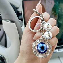 1 Devil's Eye Keychain, Exquisite Rhinestone Keychain, Used For Keychain Hanging Decoration, Fashionable Alloy Pendant Suitable For Ladies' Bags And Keys, Birthday , Valentine's Day Christmas Gift Ideas Bag Accessories Lanyards With Id Holder Car Accessories Bag Charms