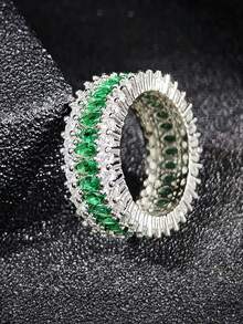 MOONSO 1 件方晶锆石镶嵌戒指，奢华创意时尚戒指 - 白色 - 查看 6