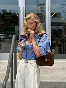 Blusa versátil a rayas de estilo retro, elegante para ir al trabajo, uso diario, oficina, camisa elegante para mujer, nueva de otoño/invierno