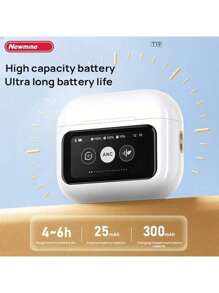 Newmine Bluetooth Headset T19 With Long-Lasting Battery Life, Touch Control, Zero Latency, Stereo Sound, Multi-Mode Switching, Bluetooth V5.4 Chip, ANC Active Noise Cancellation, White