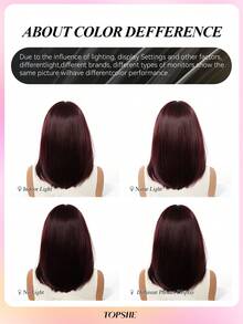 Atmungsaktive und bequeme 14-Zoll-Bob-Perücke mit Pony, burgunderrot, gerade, schulterlang, Perücken für Frauen, hitzebeständiges synthetisches Haar, für Alltag, Party, Festival