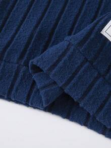 2 件套男童罗纹针织圆领长袖上衣和慢跑裤套装，秋冬休闲装 - 藏蓝色 - 查看 8