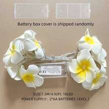 1pc Plumeria String Lights, Suitable For Wedding, Party, Holiday, Gift, Home Decor, Bedroom Decor, Room Decor, Party Decor, Wall Decor, Birthday Decor, Garden Decor, Festival Decor