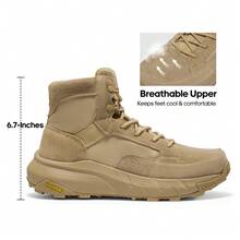 Men's Casual Tactical Work Boots Military Outdoor Hiking Motorcycle Combat Ankle Booties COMMANDO - Màu vàng - Xem 5