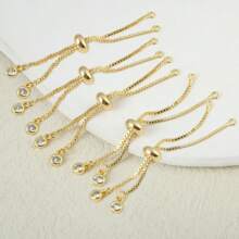 5pcs Copper Micro-Inlaid Zirconia Bracelet Chain Findings, Suitable For DIY Jewelry Making With Various Pendant Elements