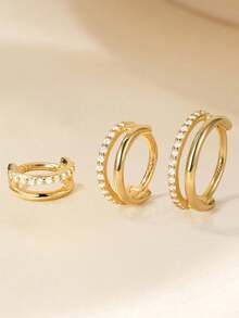 1 件装 S925 纯银简约双层亮面肚脐环，双排镶钻肚脐环，身体穿孔肚脐耳钉 - 肚臍環 - 查看 6