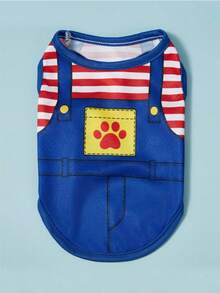 2件套卡通条纹透气凉爽背心，适合猫狗 - 彩色 - 查看 3