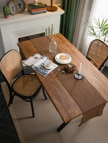 1 pieza Camino de mesa estilo vintage americano, unicolor caqui tejido con borlas naturales, rectangular para mesa de café, soporte de TV, fiesta, cumpleaños, decoración de mesa de comedor, para todas las estaciones, decoración de otoño, decoración de la habitación