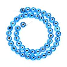 约 60 颗彩色千花玻璃珠，透明魔鬼眼扁圆珠 6 毫米，万圣节礼物 DIY 珠宝制作材料，适用于手链、项链、手机饰品