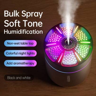 Car Portable Mini Aromatherapy Humidifier - 7-Color LED Cool Mist Diffuser For Car/Home/Office With USB Power Supply To Create A Romantic Atmosphere