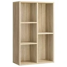 VASAGLE Bibliothèque, Étagère, Meuble de Rangement avec 5 Compartiments, Étagère sur Pied, Bibliothèque Cubique, pour Salon, Bureau, Salle à Manger, Couleur Chêne - Jaune moutarde - Voir 2