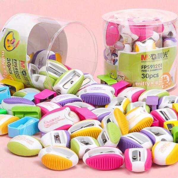 5pcs/Box Cute Cartoon Manual Pencil Sharpener, Suitable For Primary And Secondary School Students, Compact And Portable, Also Suitable For College Students And Office Use