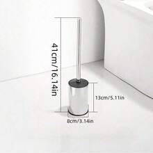 1 pezzo Spazzola per WC con supporto per bagno, spazzola per pulizia della tazza del water, supporto da parete per spazzola per WC, finitura spazzolata