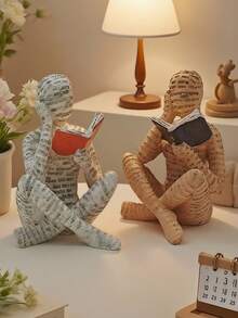 Pulp Reading Women Figurine Thinker Statue Decor Modern Figurines Abstract Aesthetic Sculpture For Home Decoration Living Room Office Bookshelf Shelf Table