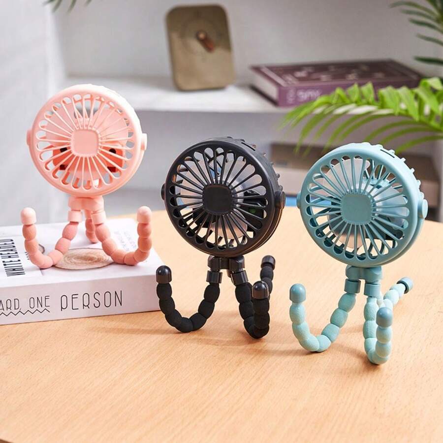OBOVAY 1pc Octopus Mini Handheld Fan, 500mAh USB Rechargeable Portable Fan, 3 Wind Speeds With LED Light, Foldable, Suitable For Stroller, Camping, Travel, Office And More,Spring Summer Picks,Brides Maid Gifts,Room,Bedroom Deccor,Bedroom Deccor,Beach,Travel,For Men,For Women,Vacation - Multicolor - View 1