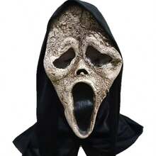 1 pieza Máscara de fantasma gritando de alta calidad y de primera clase, máscara de látex natural de la serie de fantasmas gritando, máscara de calavera aterradora de látex natural, máscara de cabeza completa de terror, máscara de utilería de disfraz de terror para fiestas y carnavales, decoración de grito del Día de los Muertos