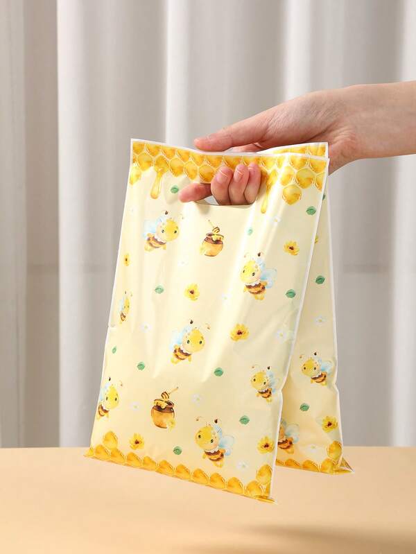 10/25/50pcs Bee Pattern Candy Bags, Bee Themed Party Favor Bags, Gift Packaging Bags, Tote Bags, Storage Bags, Bee Decorations, Bee Themed Gifts, Bee Themed Birthday Gift Packaging, Birthday Decorations, Bee Themed Kitchen Packaging, Party Favor Packaging Supplies, Bee Themed Baby Christening Gifts