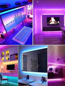 1pc Smart LED Strip Light, RGB Color Changing LED Tape With 44-Key Remote Control, DIY TV Backlight, Adjustable Color & Brightness, Flashing Modes, Suitable For Home Decor, Room, Bedroom, Kitchen, Stairs, TV, Holiday Party Decoration - Nhiều màu - Xem 7