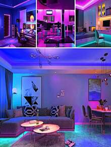 1pc Smart LED Strip Light, RGB Color Changing LED Tape With 44-Key Remote Control, DIY TV Backlight, Adjustable Color & Brightness, Flashing Modes, Suitable For Home Decor, Room, Bedroom, Kitchen, Stairs, TV, Holiday Party Decoration - Nhiều màu - Xem 5