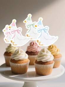Silly Goose Cupcake Toppers Funny One Silly Goose Party Decoration Geese Cake Toppers For Girls Boys Baby Shower Birthday Party Supplies