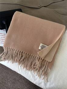 1 pièce Nouvelle écharpe réversible de couleur unie, épaisse et chaude, style coréen, convient aux étudiants et aux couples, hiver