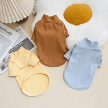 Pet Solid Color Warm Pullover Base Layer, Simple & Versatile Double-Sided Fleece Thickened High Neck Sweatshirt, Autumn/Winter