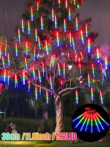 30/45cm Luz de lluvia de meteoritos solar con 8 tubos, IP65 resistente al agua, adecuada para calles, árboles, jardines, patios, fiestas de Año Nuevo, reuniones, bodas, decoraciones de Navidad y Halloween, luces de patio exterior (blanco cálido/blanco/color/azul)