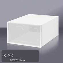 12/10/6件/套 大号 33x24x14cm 白色加厚鞋盒防尘防潮家用鞋子收纳盒折叠鞋盒可堆叠鞋子收纳盒鞋盒，鞋店，用于商店展示和走廊，透明带盖，可折叠可堆叠自由组合鞋架，可堆叠透明塑料盒，用于衣柜，运动鞋，办公室 - 白色 - 查看 12