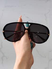 1 Cặp Kính thời trang nữ gọng kim loại kiểu phi công, Kính thời trang cỡ lớn kiểu khiên cho bãi biển, lái xe, trang trí theo phong cách Boho cho kỳ nghỉ bãi biển mùa hè, ngoài trời, du lịch - Nhiều màu - Xem 16