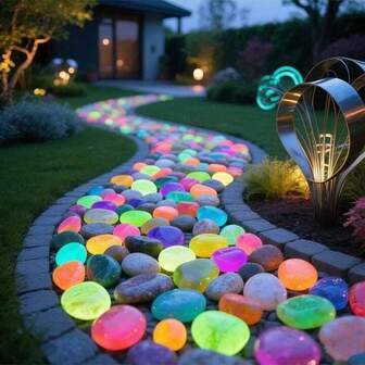 500pcs/200pcs/100pcs/50pcs Resin Pebble Stones, Glow In The Dark Stones Garden Decor Accessories Miniature Landscape Fish Tank Decoration Outdoor Yard Lawn Patio Kit, Garden Pebble Stones Pathway And Yard Decor Rocks, DIY Decor Glow Stones, Suitable For Outdoor Decor, Garden, Lawn, Patio, Aquarium, Walkway, Fish Tank, Road, Wedding Decor, DIY