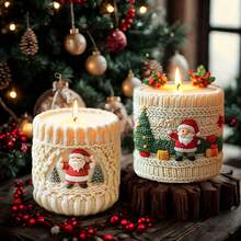 1 pieza Molde de vela en forma de cilindro de Papá Noel, para modelado de lana, manualidades de jabón, yeso y resina, adornos y regalos hechos a mano creativos