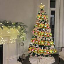 Christmas Tinsel Garland Indoor String Lights Christmas Foil Garland Suitable For Trees, Indoor Decoration, Perfect For Weddings And Holiday Celebrations New Year Decoration Holiday Decor Party Venue Room Decoration Ribbon Home Lighting Holiday String Lights 1pc 16ft Christmas Garland Tinsel Not Including Batteries Holiday Garland String Lights Sparkling LED Fairy Garland String Lights Festive Hanging Decoration Home Kitchen Room Decoration - Battery Box Color Strip - View 7