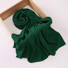 1pc Women Solid Color Crinkled Everyday Hijab, Opaque Headscarf For Dress - Multicolor - View 21
