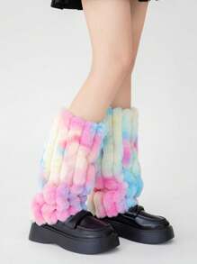 Plush Leg Warmers, Colorful Fuzzy Leg Warmers, Winter Warm Leg Sleeves Boot Cuffs