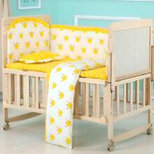 Cuna Colecho Bebé Madera Mecedora Con Ruedas Y Mosquitero - Amarillo - Ver 1