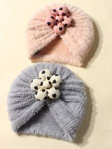 Set de 2 piezas de gorro y bufanda esponjosos para bebé, lindos para uso diario en otoño/invierno - Multicolor - Ver 6
