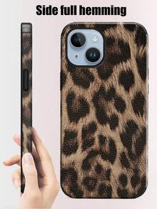 1 pezzo Custodia per telefono in pelle PU morbida con stampa leopardata, anti-caduta e anti-urto, con design amplificatore audio, compatibile con 17 Pro Max/16 Pro Max/16 Plus/13 Pro Max/14 Pro Max 13 14 11 12 Pro 11/15 Pro, Galaxy S24 Ultra, regalo per le vacanze