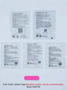 24pcs Long Almond Flower Pattern Full Cover Fake Nail Kit & 1pc Jelly Gel & 1pc Nail File Nail Supplies - trắng - Xem 6