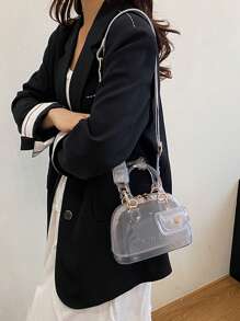 2个/套透明果冻可调节单肩包，适合旅行、上学、工作、办公、斜挎。