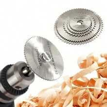 这套 6 件套包含 5 个切割锯片、高速钢切割盘、切割轮和 1 个用于旋转工具的刀杆
